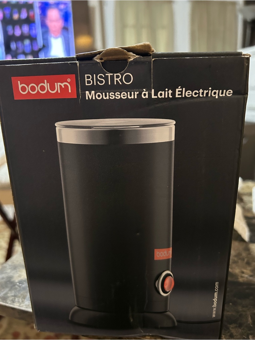 Bodum Bistro Electric Milk Frother in Black with Red Accent